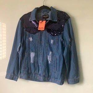 Bee & Ceci Distressed Sequin Jean / Denim Jacket
